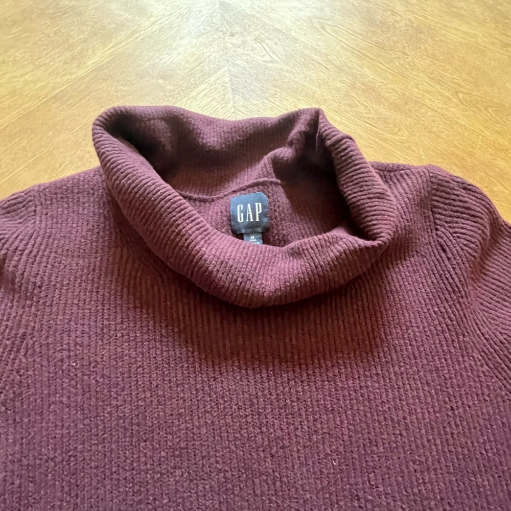 GAP Ribbed Maroon Midi Dress with Tie Waist | Size M Tall